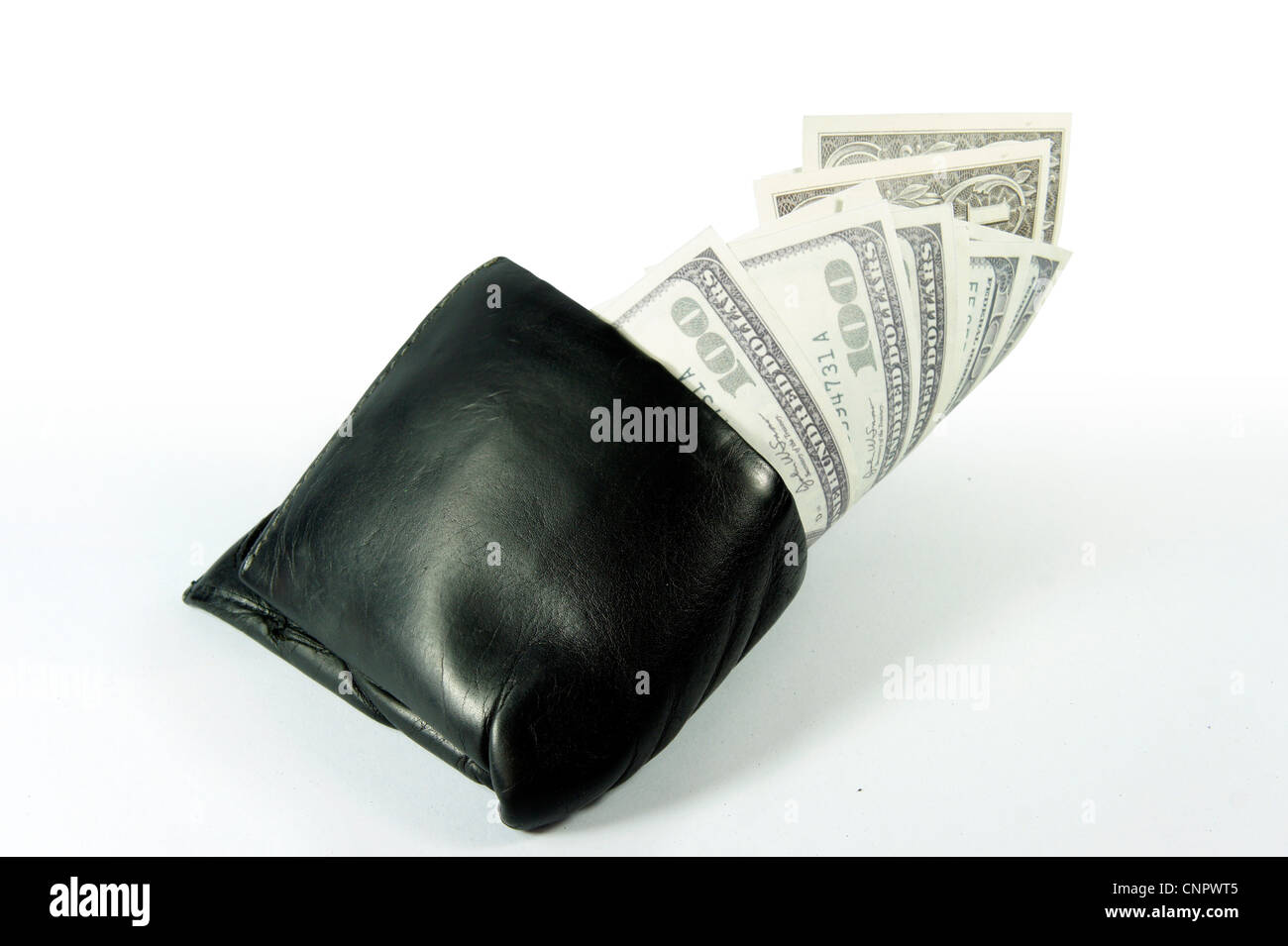 volle Papiergeld Brieftasche reichen Stockfoto