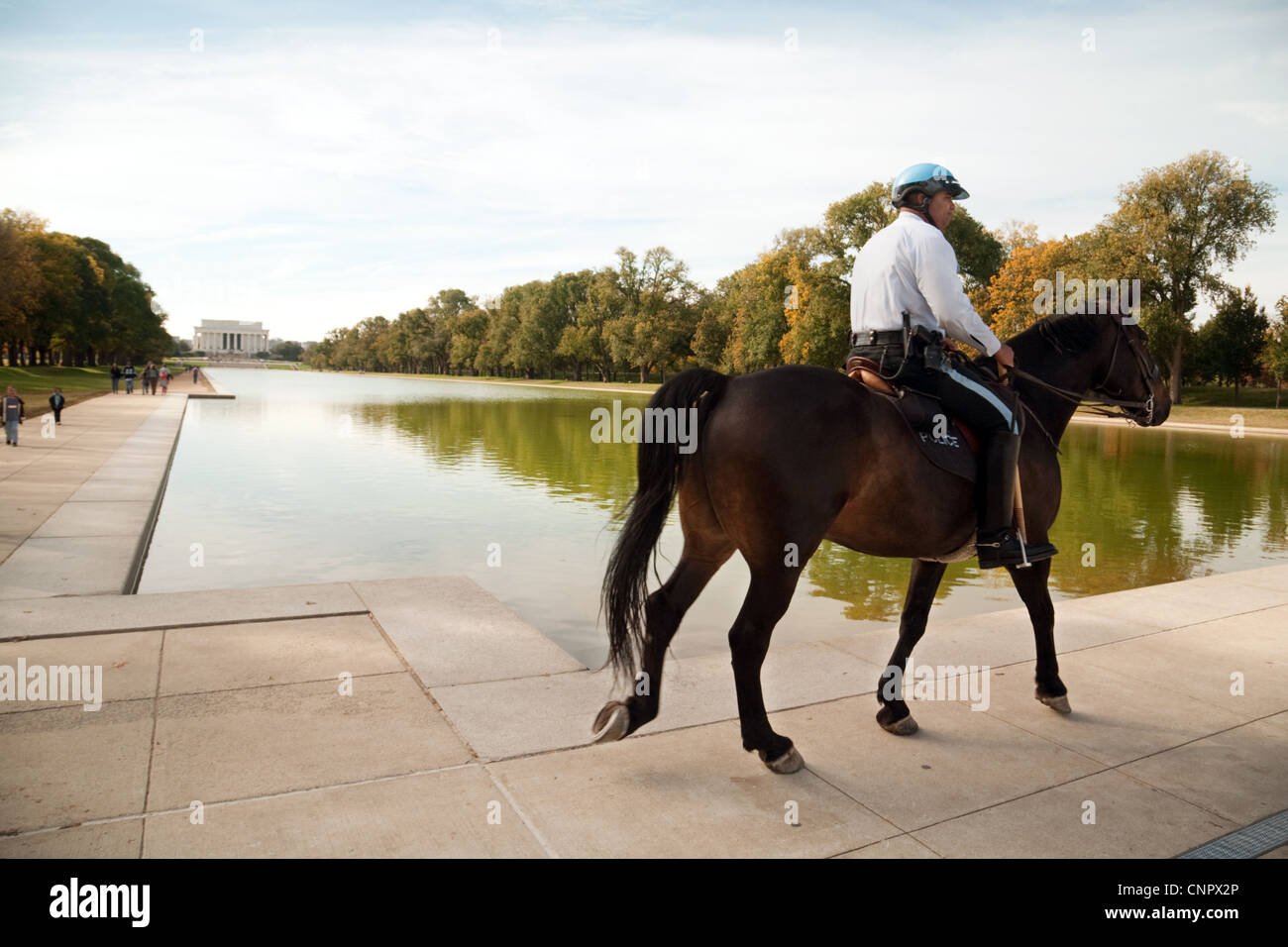 Mitglied der national Park Mounted Police, the Mall, Washington DC USA Stockfoto
