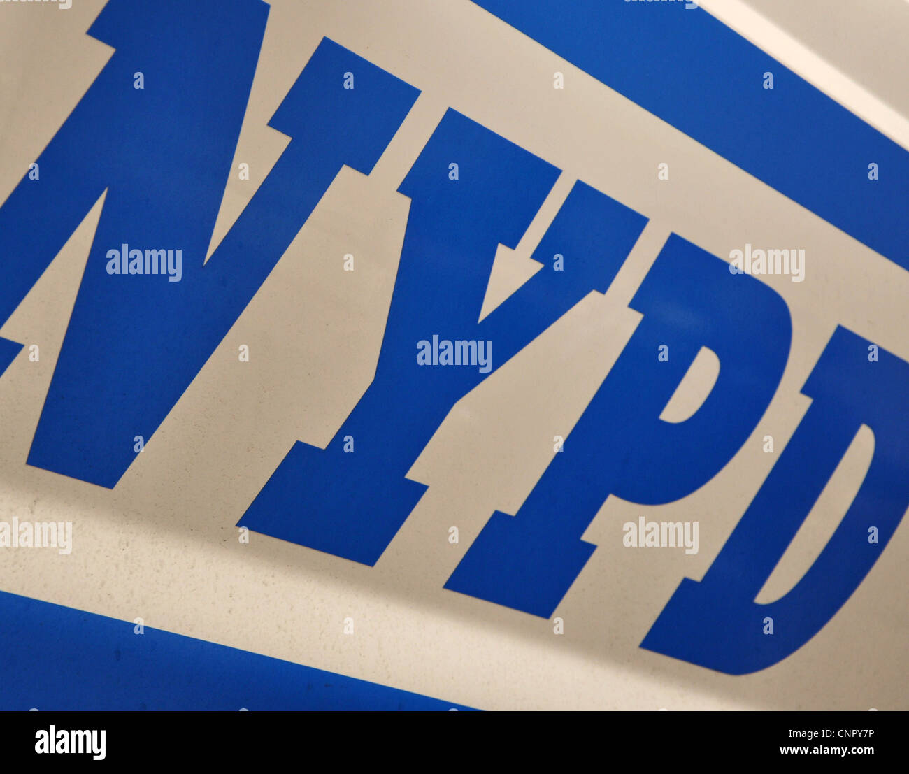 NYPD Banner - Polizeiauto New York Stockfoto