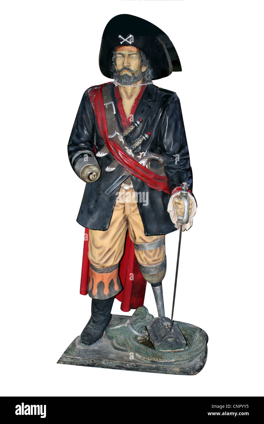 Ein Wachs Statue von einem Piratenschiff Kapitän, Long John Silver von Treasure Island Stockfoto