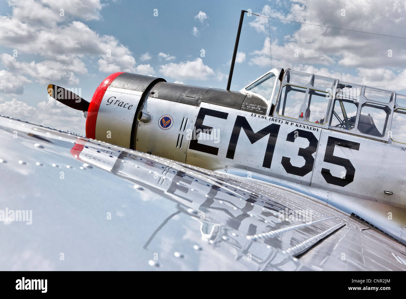 Ein veteran amerikanischen Vultee BT13 Valiant Trainingsflugzeug Stockfoto