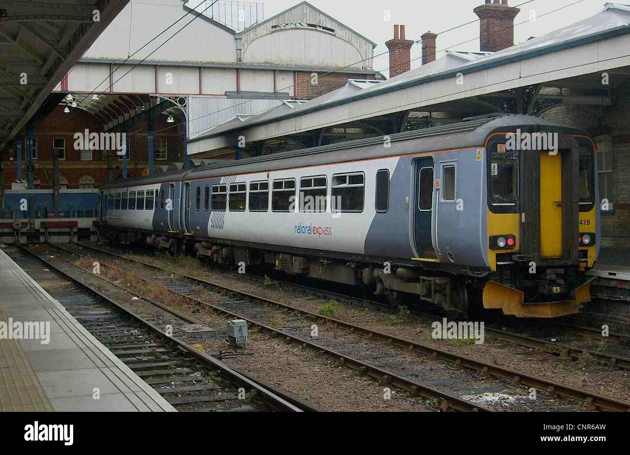 Vor kurzem Relivered National Express East Anglia Klasse 156 Nr. 156419 Norwich. Stockfoto