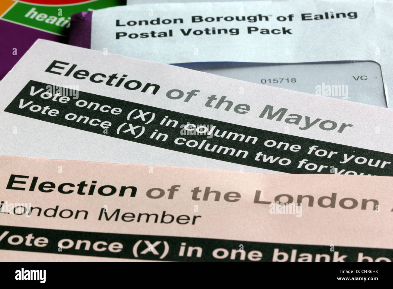 Postal Abstimmungsformulare für Mayoral und London Versammlung Wahlen 2012 Stockfoto