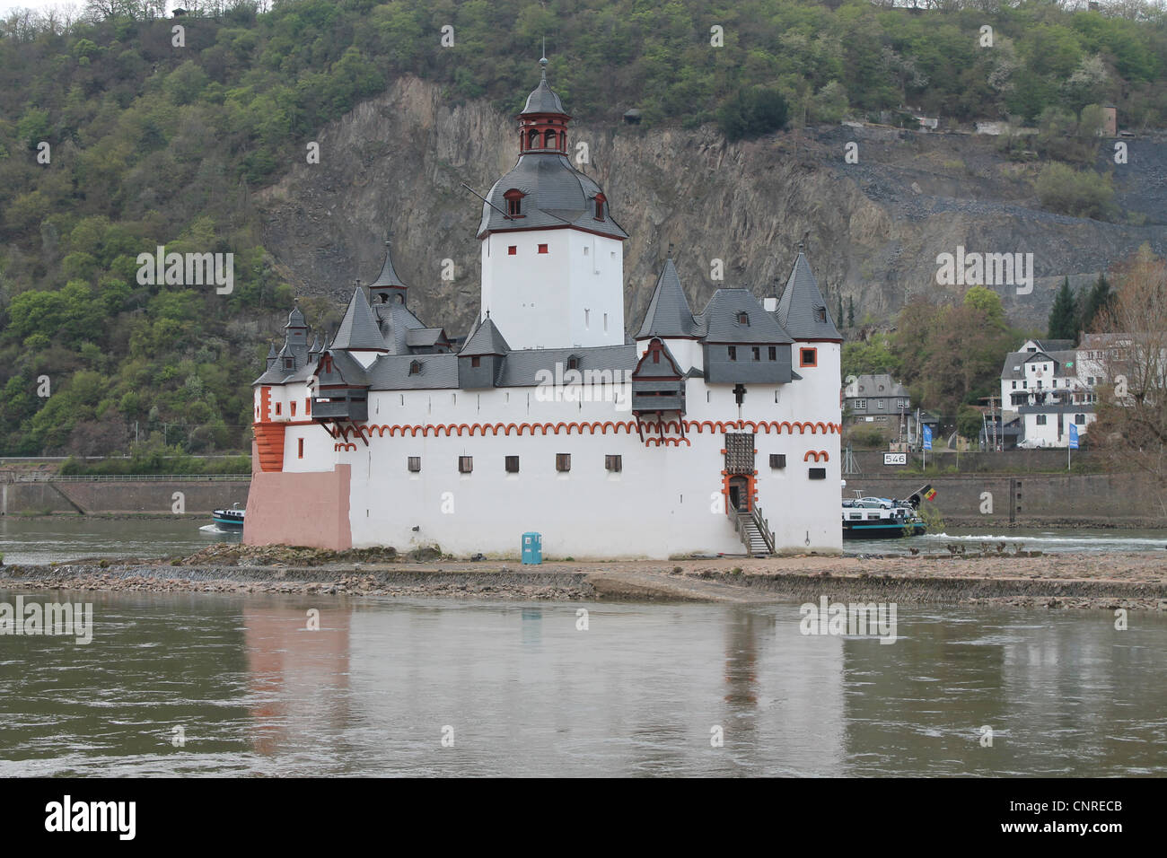 Pfalzgrafenstein-Schloss in der Mitte des Flusses Rhein Deutschland. Stockfoto