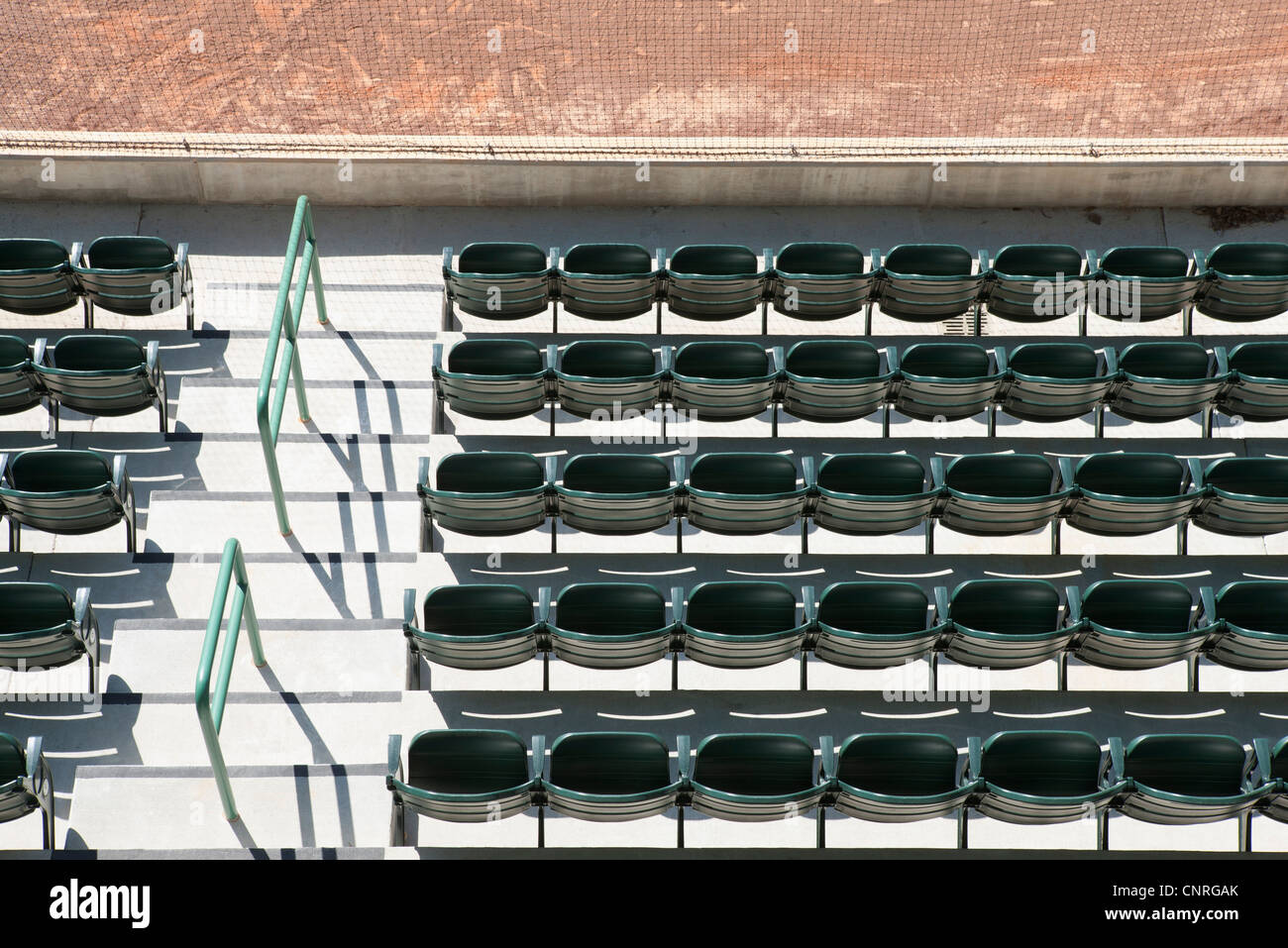 Leere Stadionsitze, Draufsicht Stockfoto