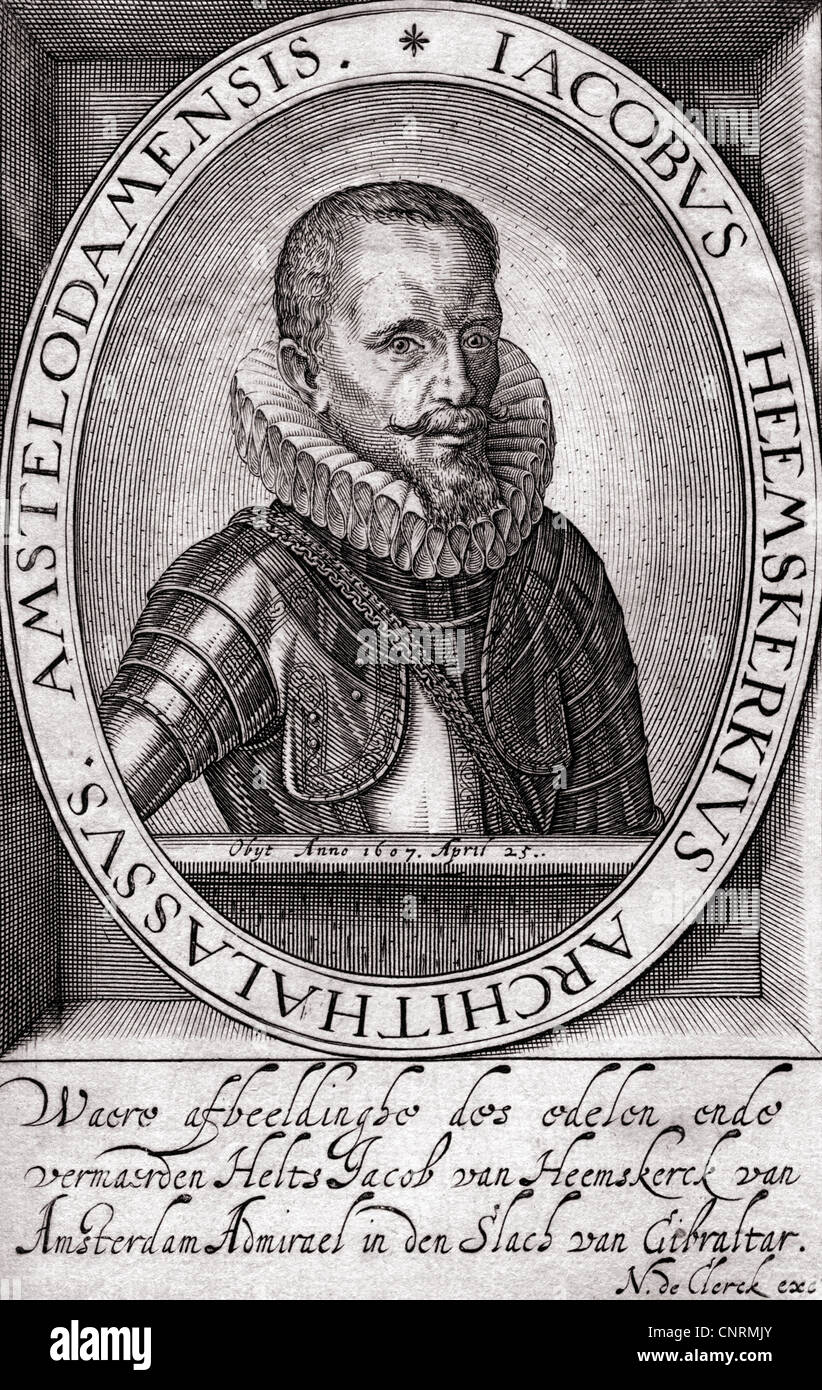 Jacob van Heemskerk, 1.3.1567 - 25.4.1607, deutscher Admiral, Porträt, Kupferstich, Anfang des 17. Jahrhunderts, Artist's Urheberrecht nicht gelöscht werden Stockfoto