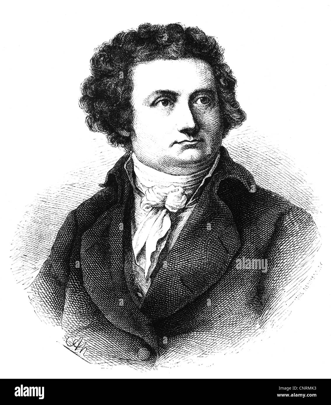 Iffland, August Wilhelm, 19.4.1759 - 22.9.1814, deutscher Schauspieler, Dramatiker, Theaterregisseur, Porträt, Holzgravur, Stockfoto