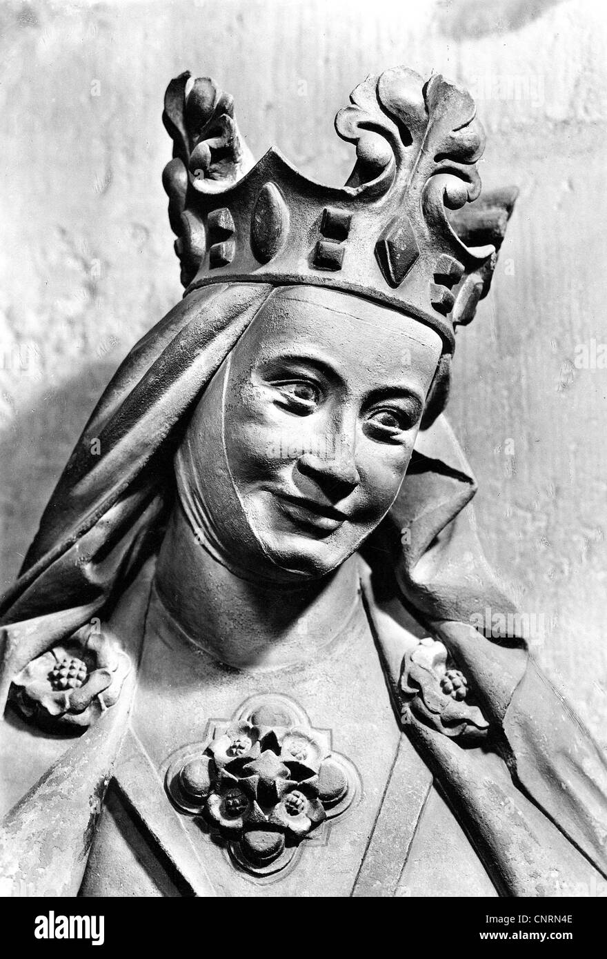 Adelaide, 931 - 16.12.999, Heilige römische Kaisersteinbruch 2.2.962 - 7.5.973, Porträt, Skulptur im Meißener Dom, Detail, ca. 1260, Stockfoto