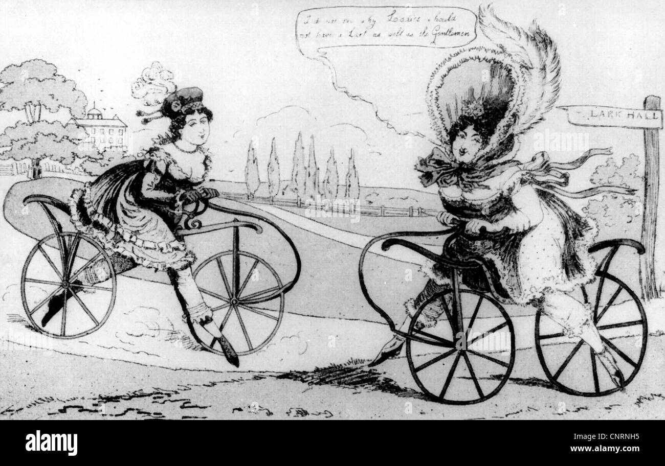 Transport / Transport, Zweirad-Fahrzeug, Läufer, Handwagen, Karikatur, England, 1819, Additional-Rights-Clearences-not available Stockfoto