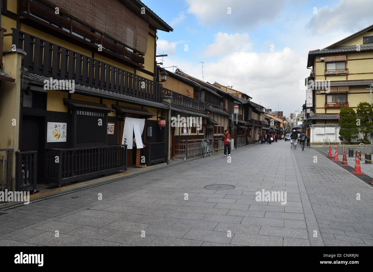 Ansicht von Geisha Straße, Stadtteil Gion, Kyoto, Japan Stockfoto