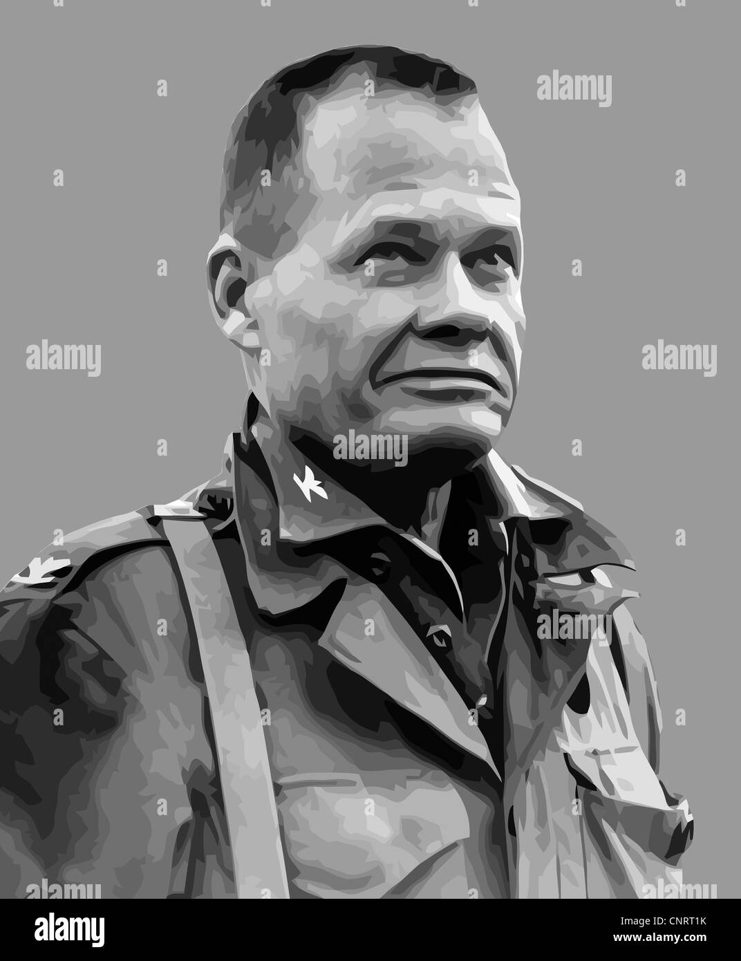 Vektor-Porträt von Lieutenant General Lewis Burwell Chesty Puller, Offizier in der United States Marine Corps. Stockfoto
