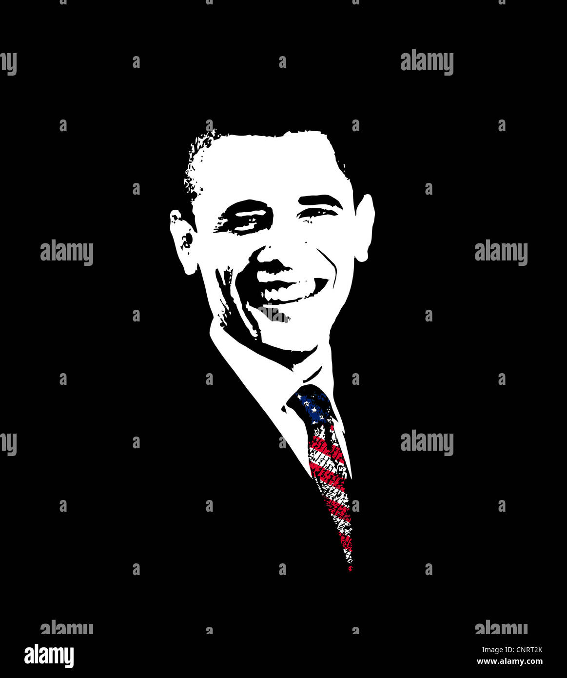 Vektorgrafiken von Präsident Barack Obama mit einer Flagge Krawatte. Stockfoto