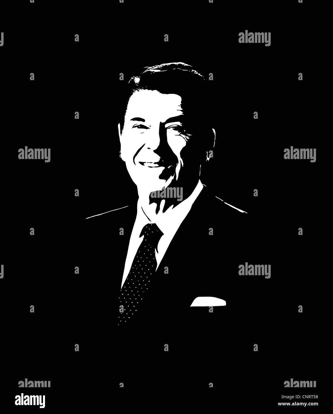 Vektor-Porträt von Präsident Ronald Reagan. Stockfoto
