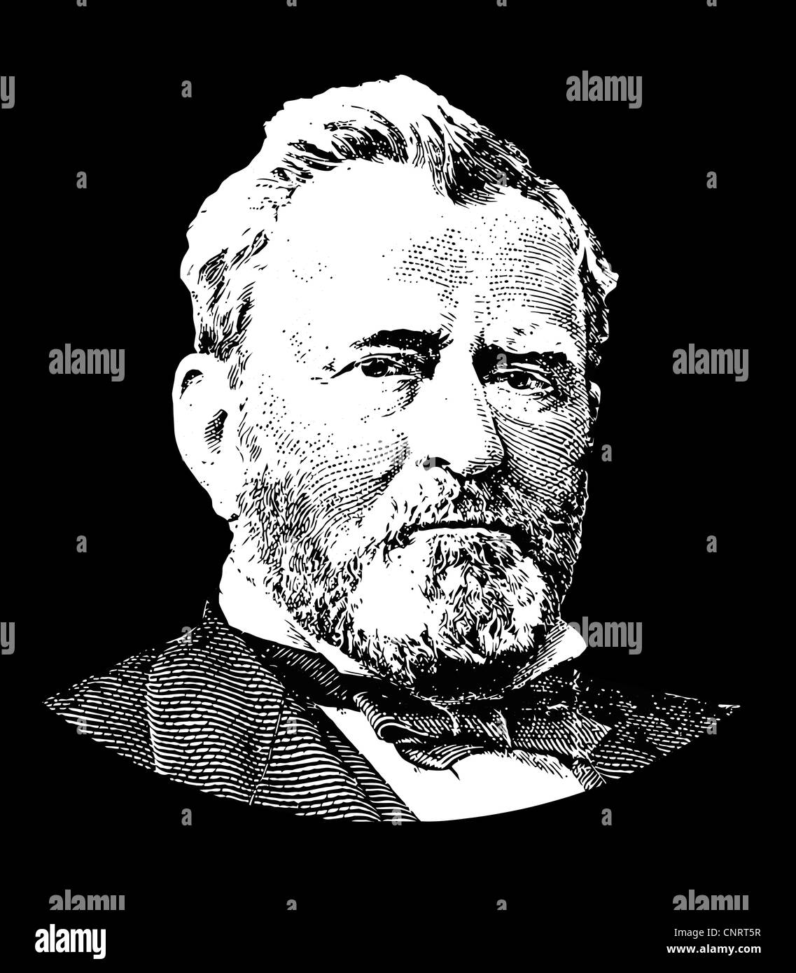 Vektor-Portrait von General Ulysses S. Grant. Stockfoto