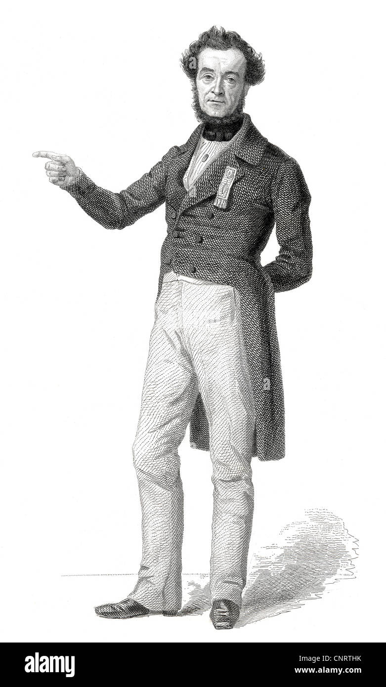 Historischer Stahlstich aus dem 19. Jahrhundert, Dominique Germain Sarrut, 1800-1863, Mitglied der französischen Nationalversammlung, F Stockfoto