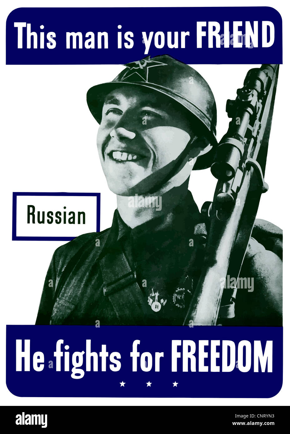 Digital restauriert Propagandaplakat Krieg. Stockfoto
