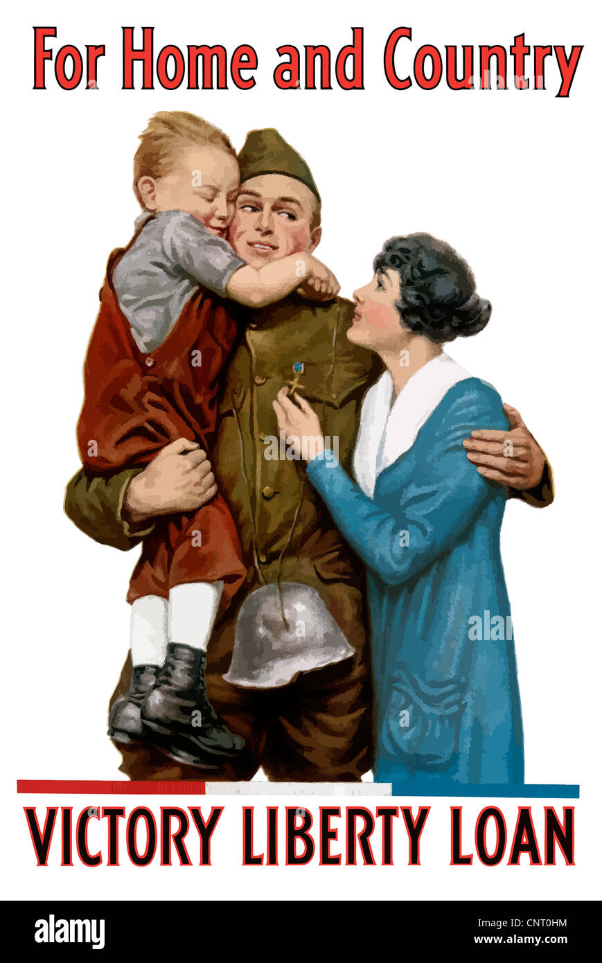 Digital restauriert Propagandaplakat Krieg. Stockfoto