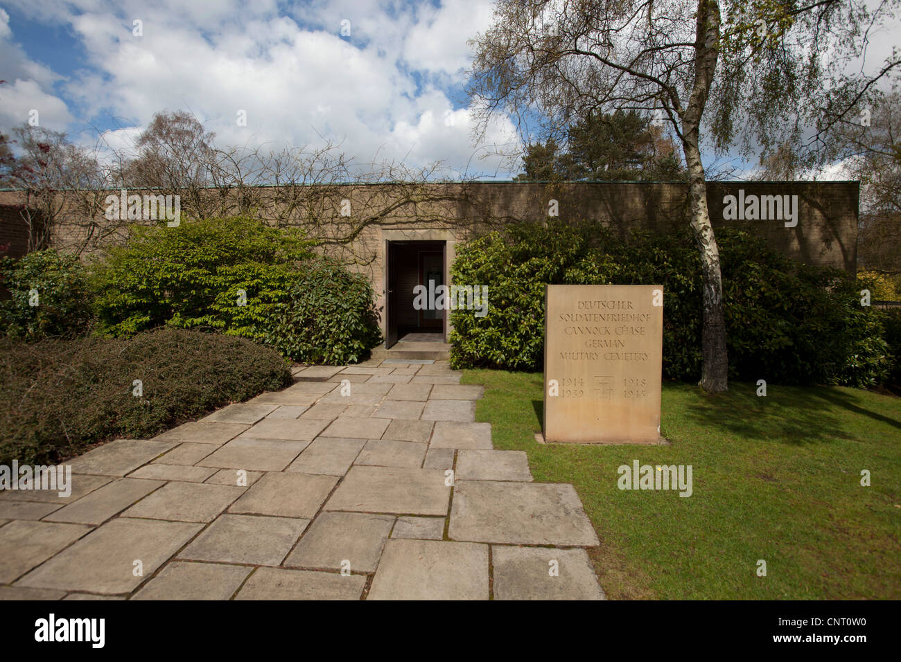 Deutsche Kriegsgräberstätte Cannock Chase, Staffordshire, UK. Bild zeigt den Eingang zum Friedhof. Stockfoto