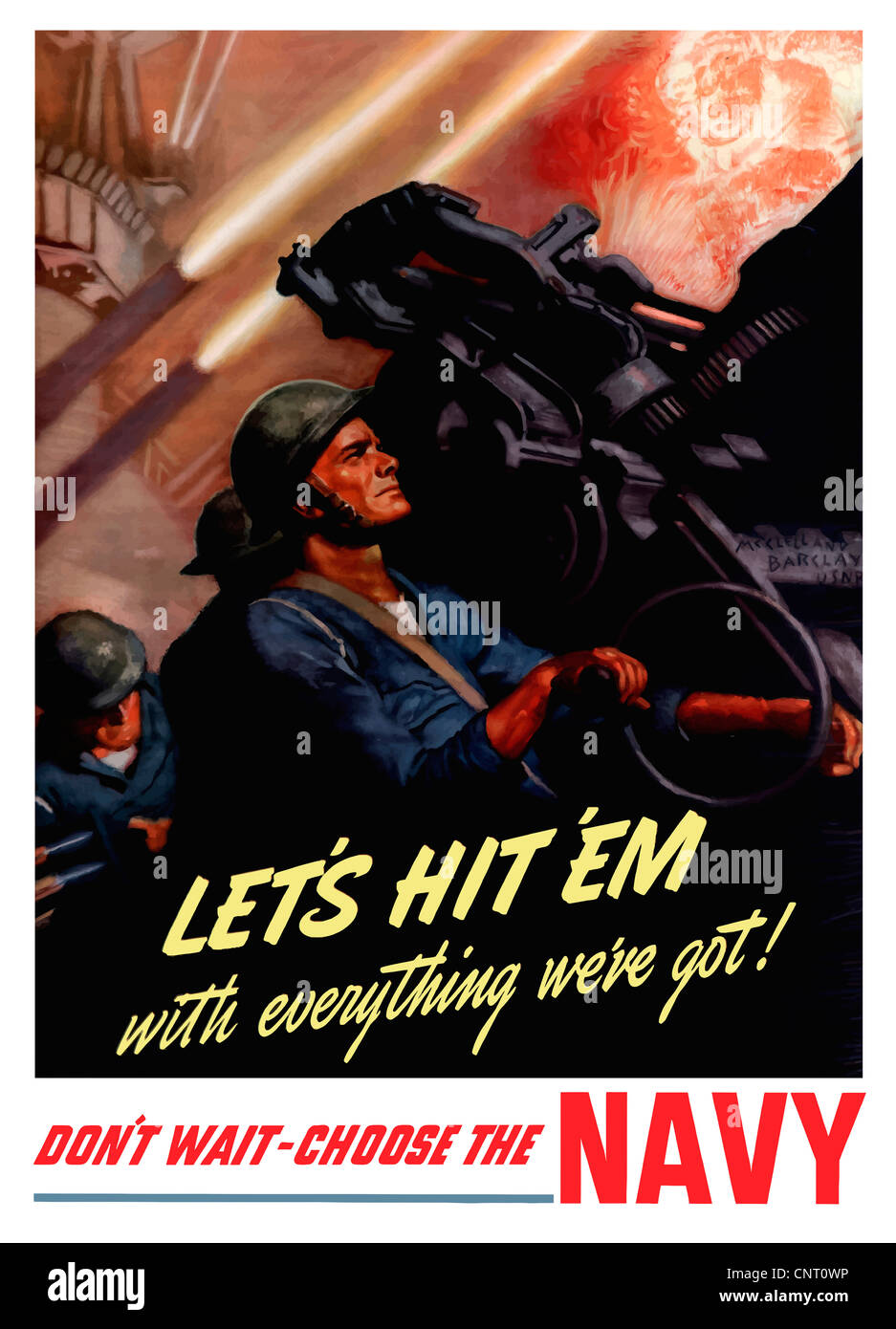 Digital restauriert Propagandaplakat Krieg. Stockfoto