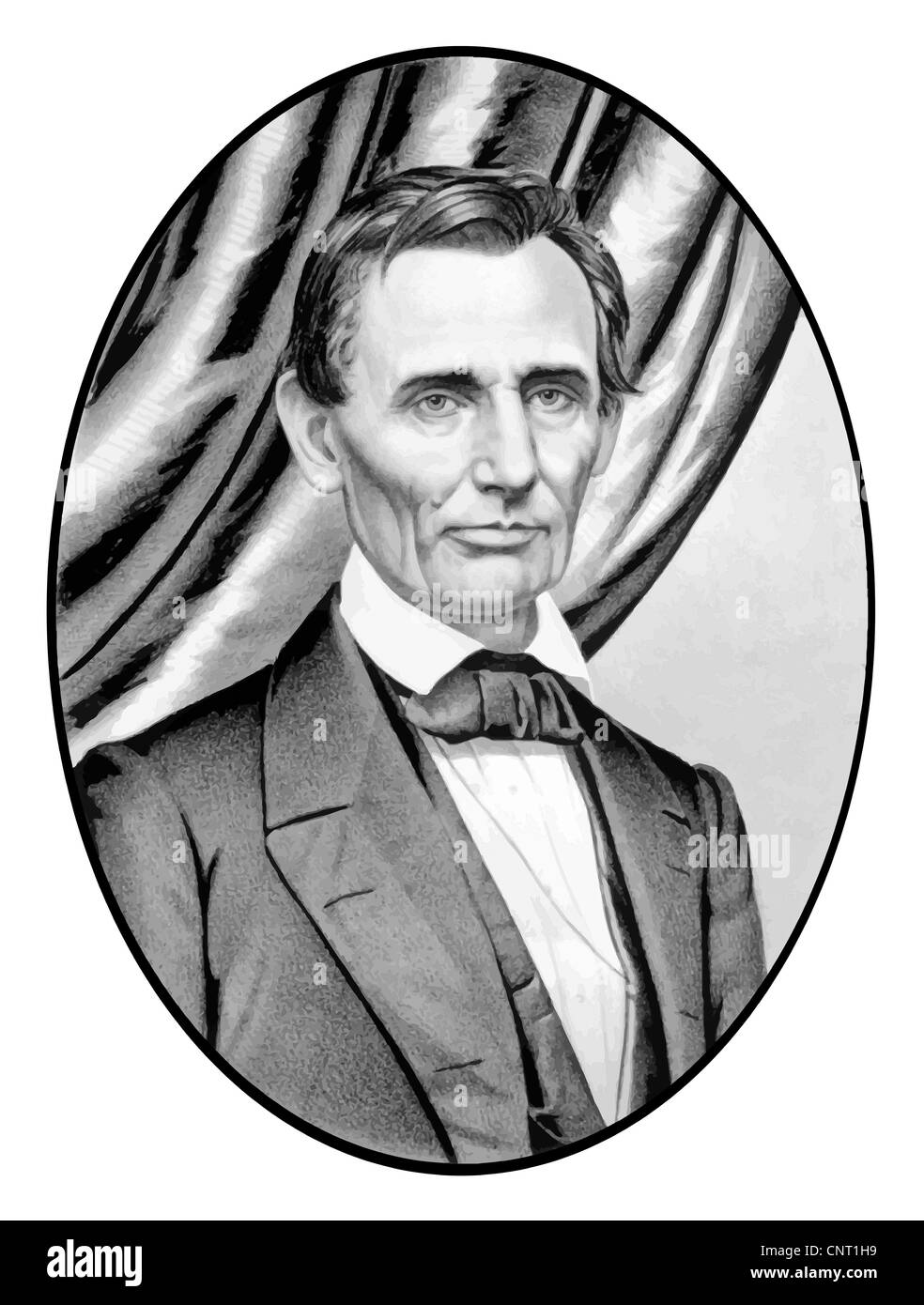 Digital restauriert Vektor Porträt von Abe Lincoln als glatt rasiert Kandidat für die Präsidentschaft der Vereinigten Staaten von Amerika. Stockfoto