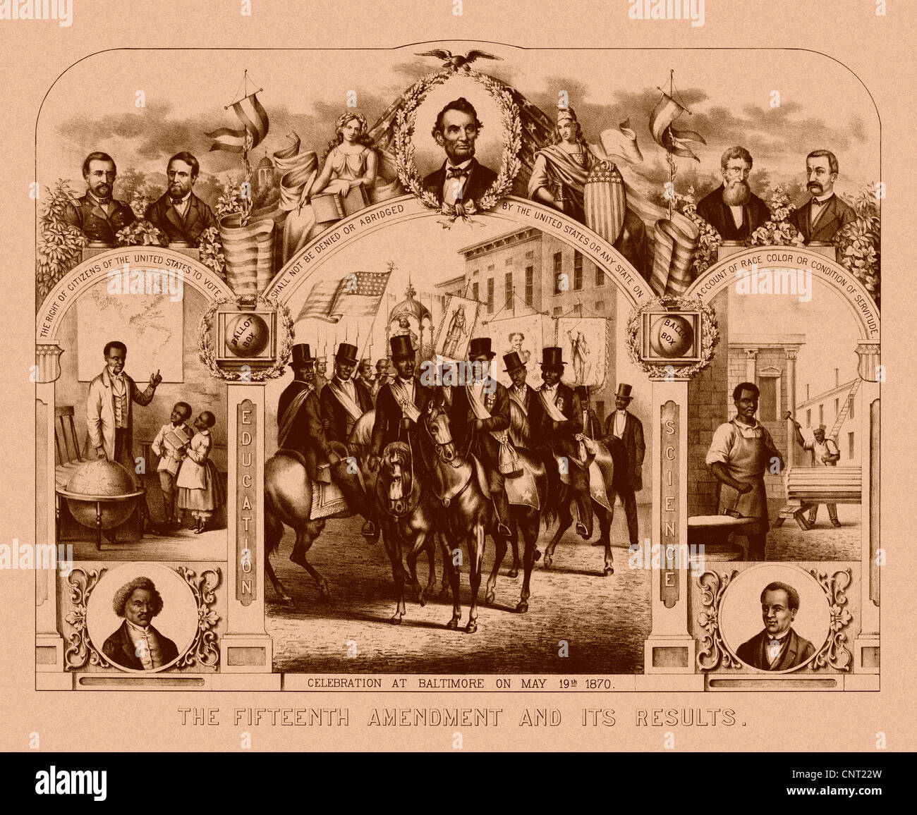 Digital restaurierten Bürgerkrieg Print die fünfzehnte Änderung und seine Ergebnisse. Stockfoto