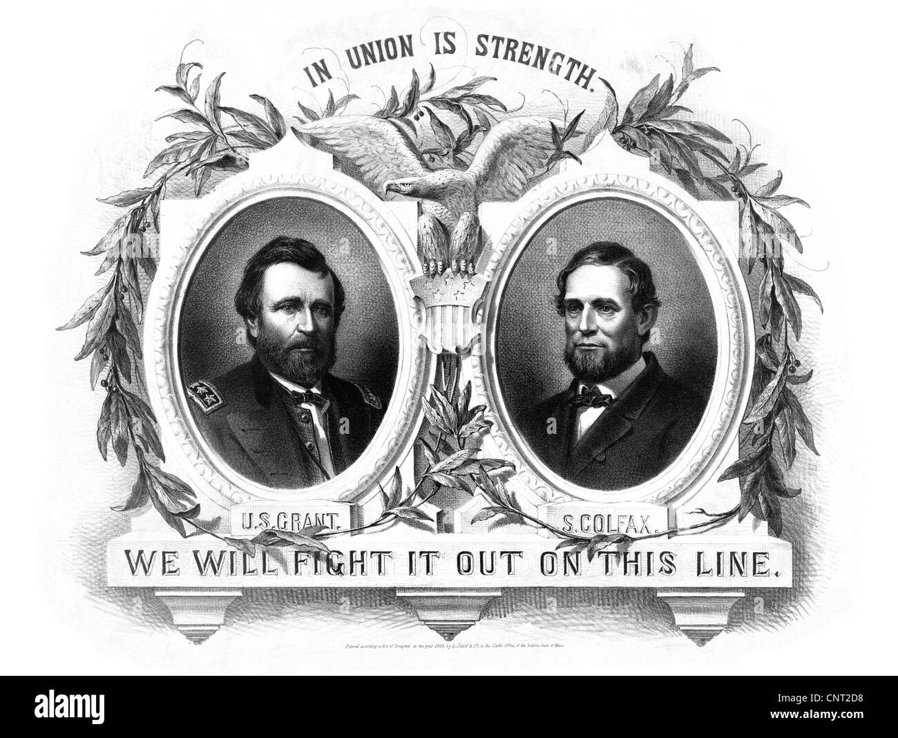 Digital restaurierte Oldtimer Presidential Poster mit republikanischen Partei nominierten Ulysses S. Grant und Schuyler Colfax. Stockfoto