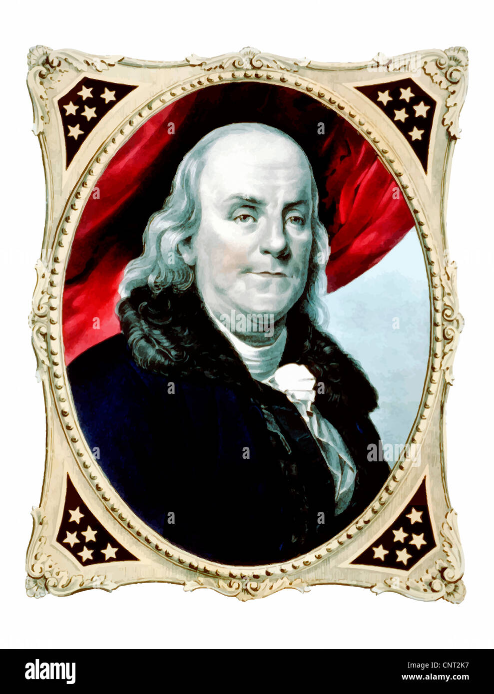 Digital restauriert Vektor Malerei der Gründervater und amerikanischer Patriot, Benjamin Franklin. Stockfoto