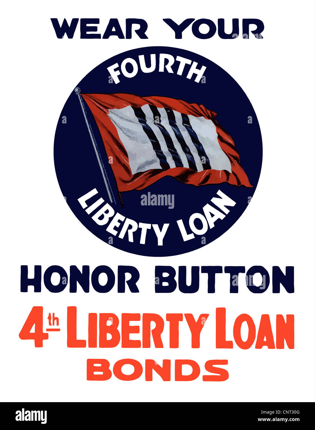 Vintage Weltkrieg Plakat 4. Liberty Loan Ehre Tastendruck. Stockfoto