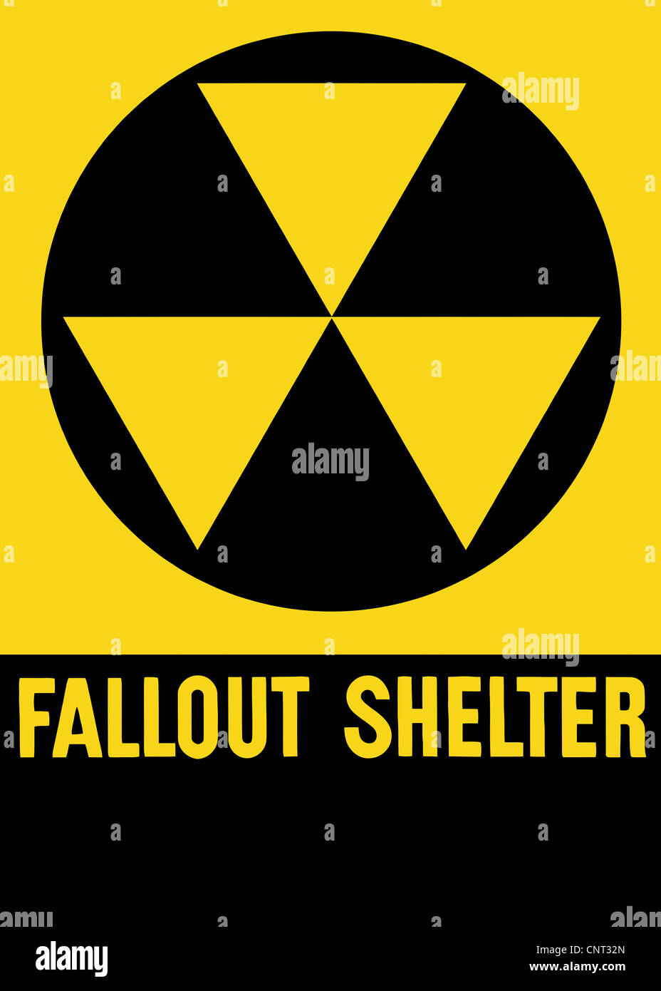 Kalter Krieg-Ära Fallout Shelter Sign. Stockfoto