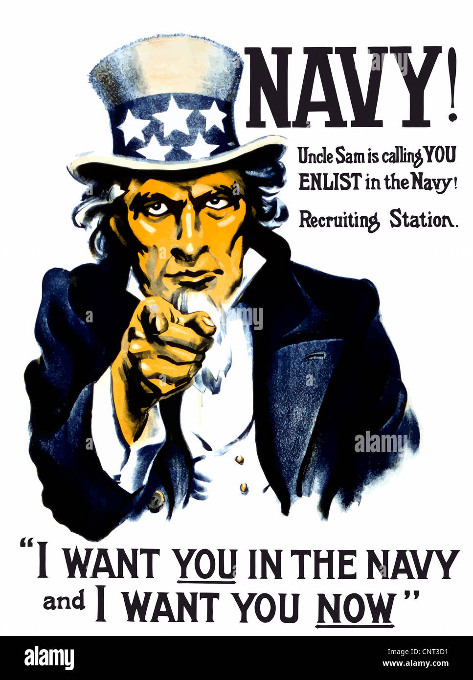 Vintage Weltkrieg-Plakat von Uncle Sam Hinweis an den Leser. Stockfoto