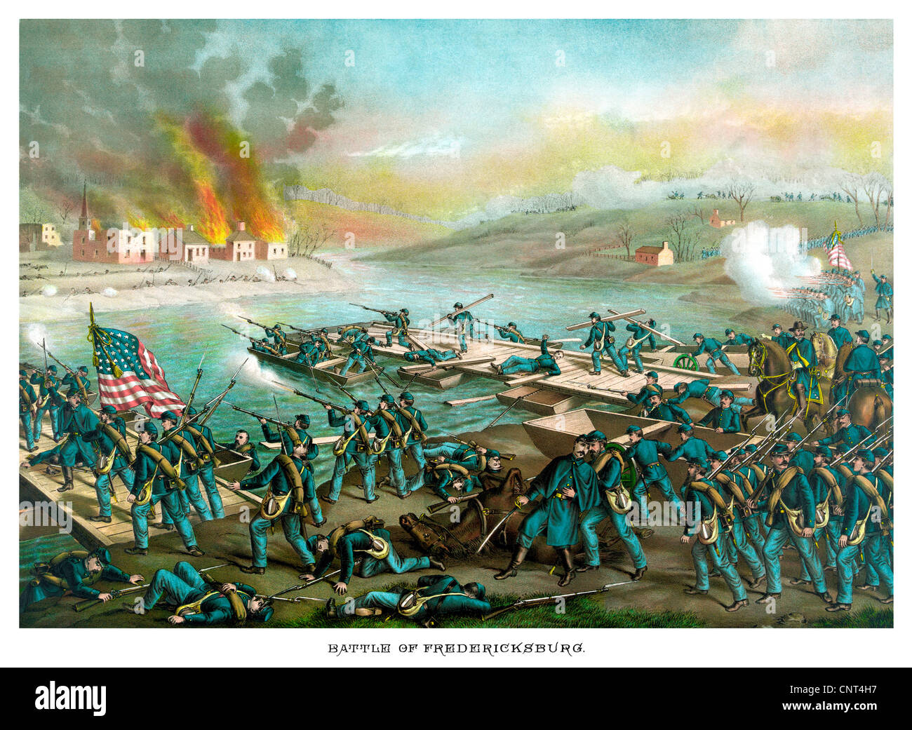 Vintage Bürgerkrieg Print von der Schlacht von Fredericksburg. Stockfoto