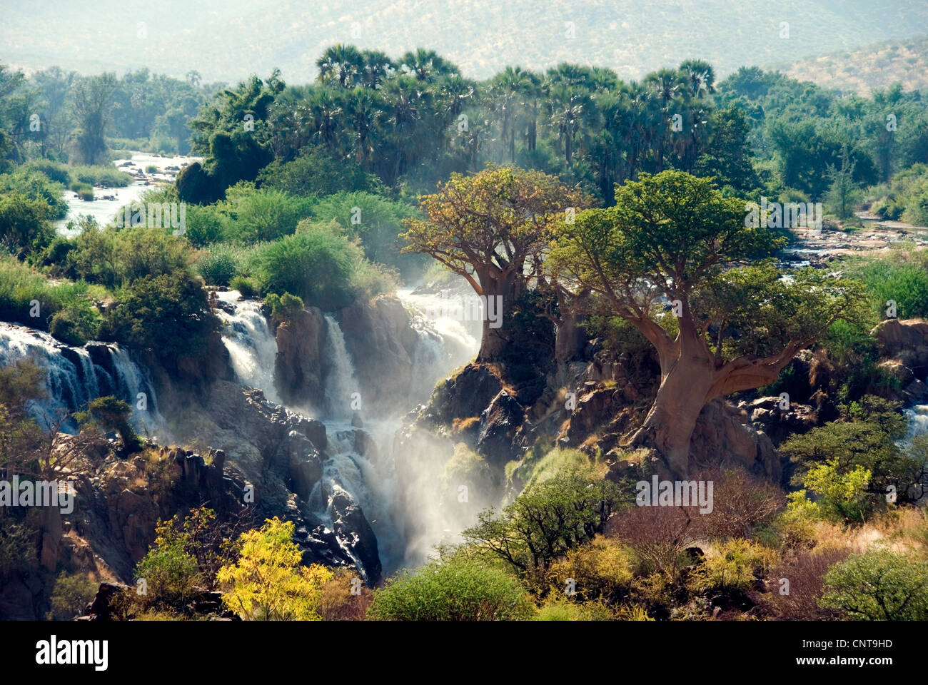 Eupupa Wasserfall am Fluss Kunene, anzeigen, Angola, Namibia Stockfoto