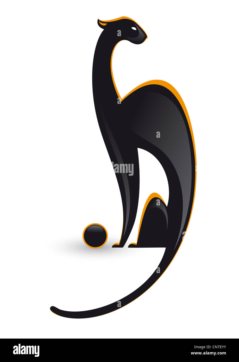 Abbildung der Panther mit Ball auf weißem Hintergrund Stockfoto