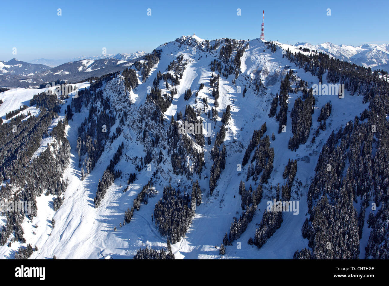 Gruenten im Winter, Blick von Nord-Nord-West, Deutschland, Bayern, Allgäu Stockfoto