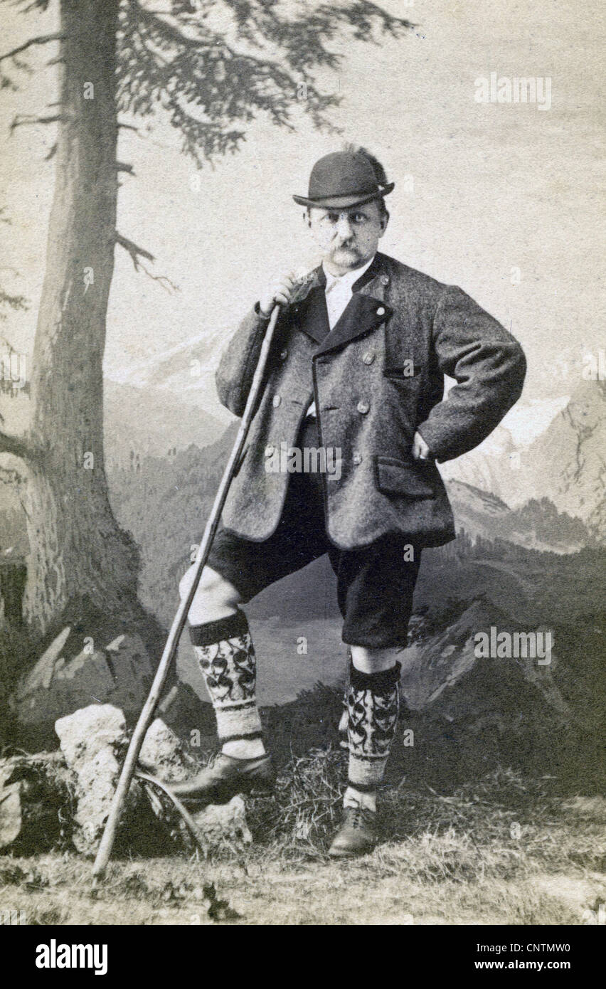 Personen, Männer, Mann in bayerischer Tracht, carte-de-visite, um 1900, Zusatz-Rechte-Clearenzen-nicht vorhanden Stockfoto