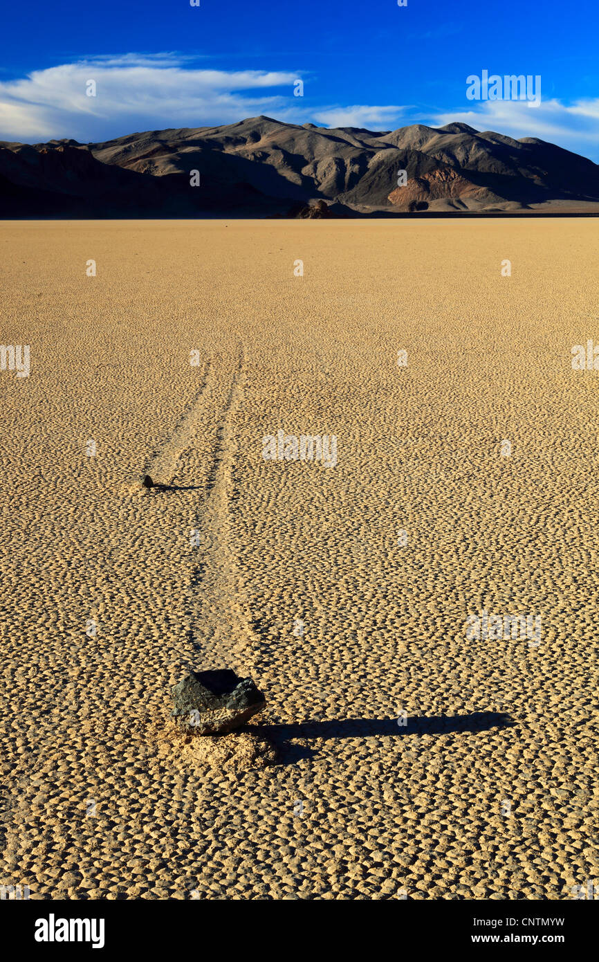 Die gleitenden Felsen von Racetrack Playa, USA, Kalifornien, Death Valley Nationalpark Stockfoto