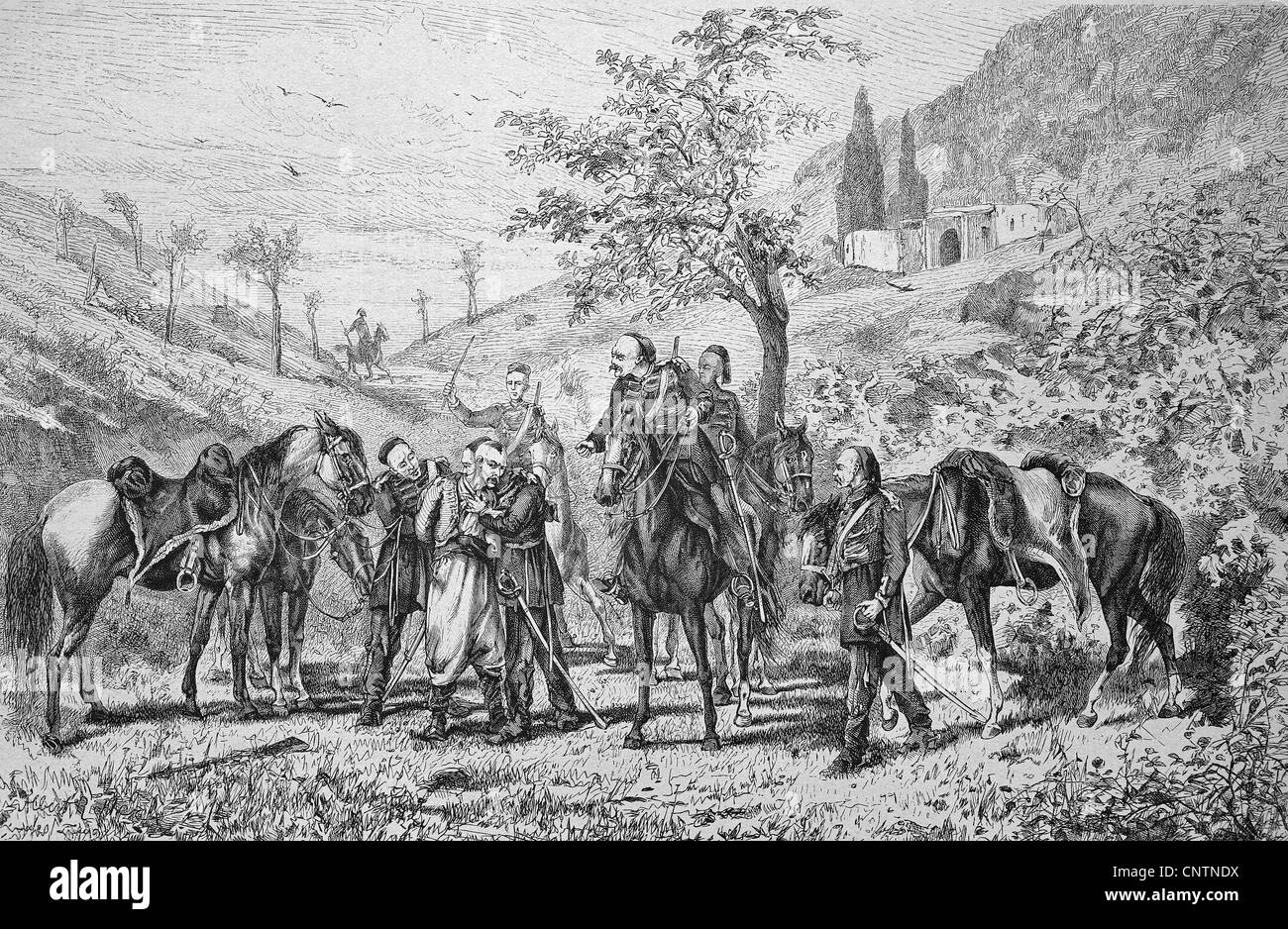 Während der Belagerung von Plewna, Bulgarien, historische Holzstich, ca. 1880 Stockfoto