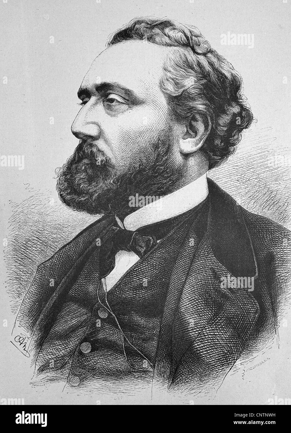 Lion Gambetta, 1838-1882, französischer Staatsmann der Dritten Republik, historische Holzstich, ca. 1880 Stockfoto