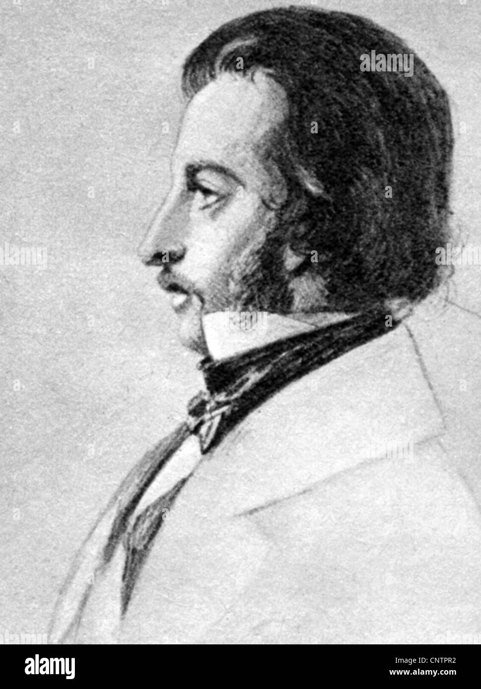 Fontane, Theodor, 30.12.1819 - 20.9.1898, deutscher Autor/Schriftsteller, Porträt, Zeichnung von Hugo von Blomberg, 1857, Stockfoto