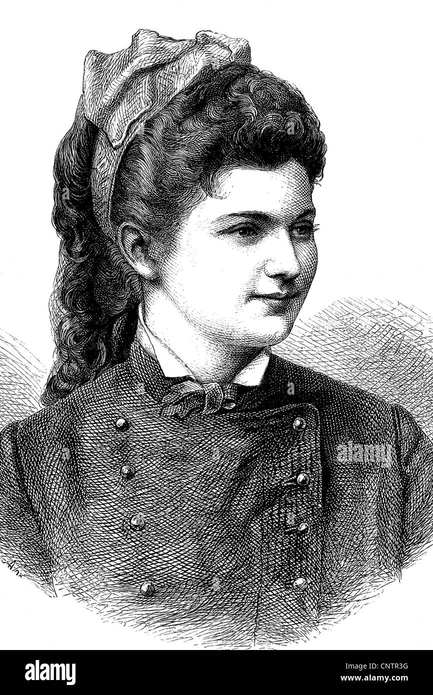 Ernestine Wegner, 1854-1883, deutsche Schauspielerin und Sängerin, historischen Holzschnitt, um 1880 Stockfoto