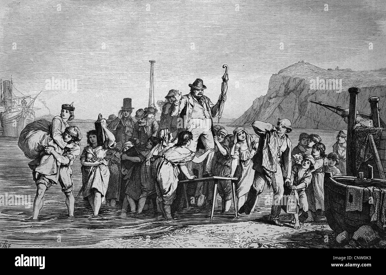 Urlauber, die Ankunft auf der Insel Capri, Italien, historische Gravuren, 1869 Stockfoto