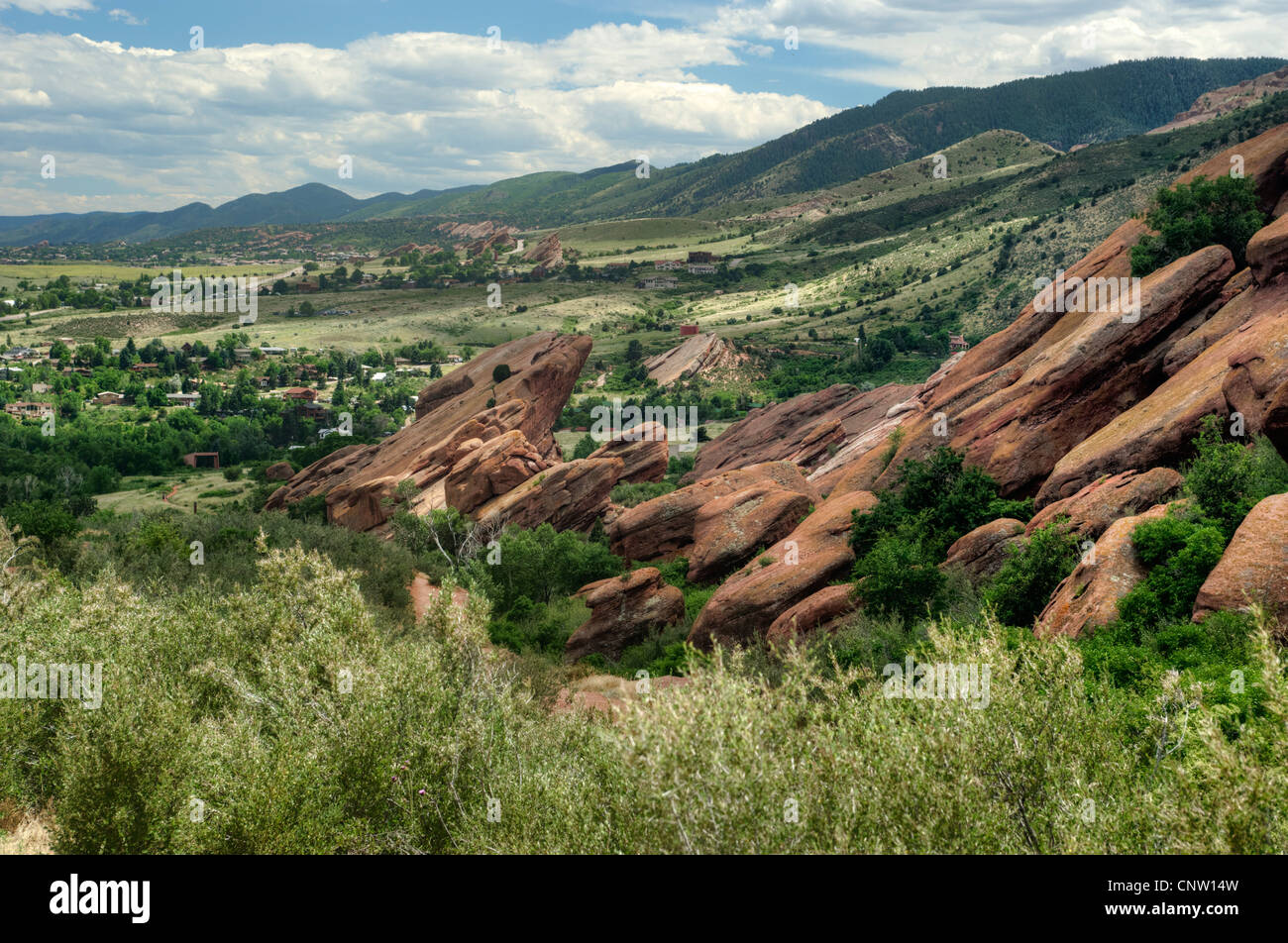 Die Aussicht, Blick nach Süden vom roten Felsen Staatspark, Morrison, Colorado Stockfoto
