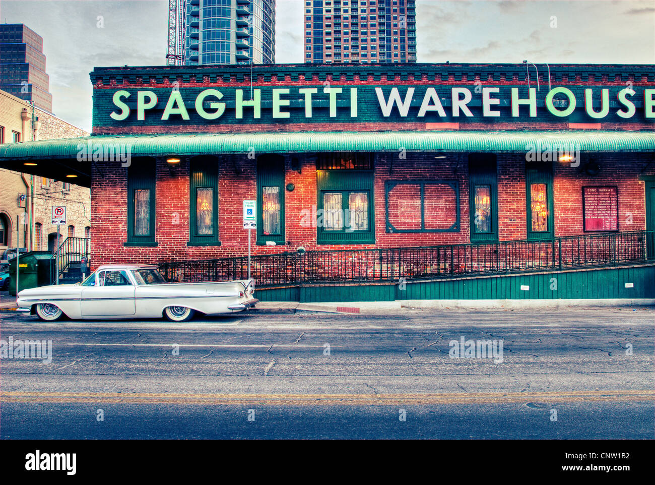 Die Spaghetti Warehouse, 117 West 4th Street. Stockfoto