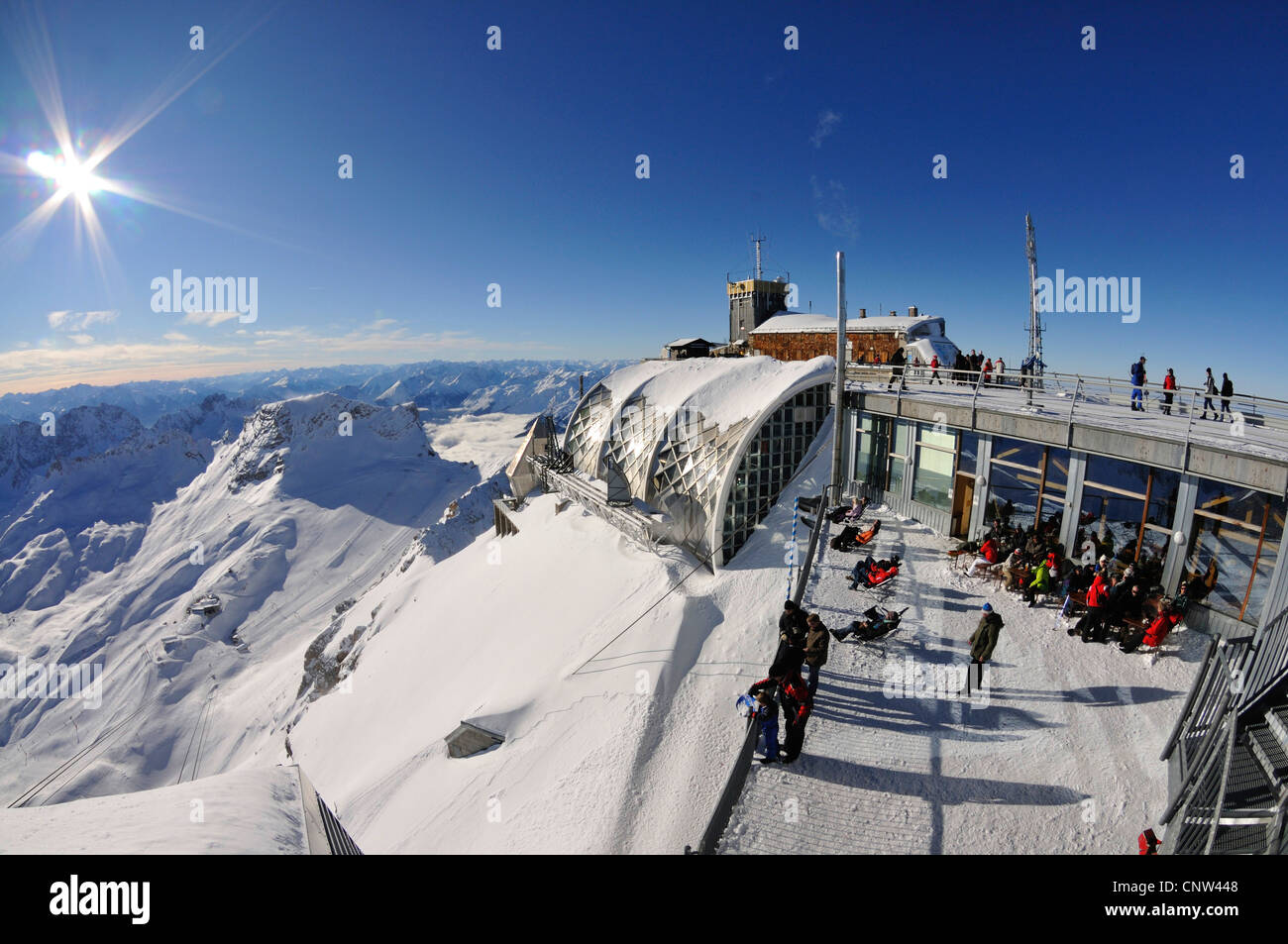 Zugspitze, Aussichtsplattform in Winter, Deutschland, Bayern Stockfoto