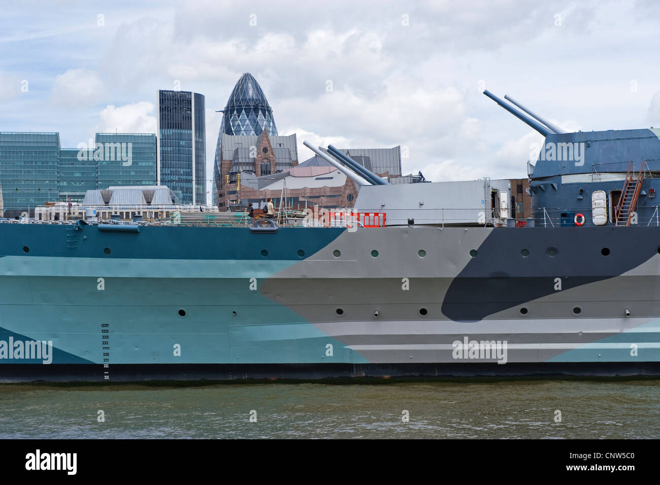 Europa-England-London, das Kriegsschiff HMS Belfast heute ein museum Stockfoto