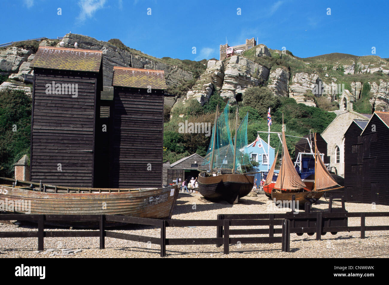 Großbritannien, Great Britain, England, Sussex, Hastings, Net Hütten in Hastings Altstadt Stockfoto