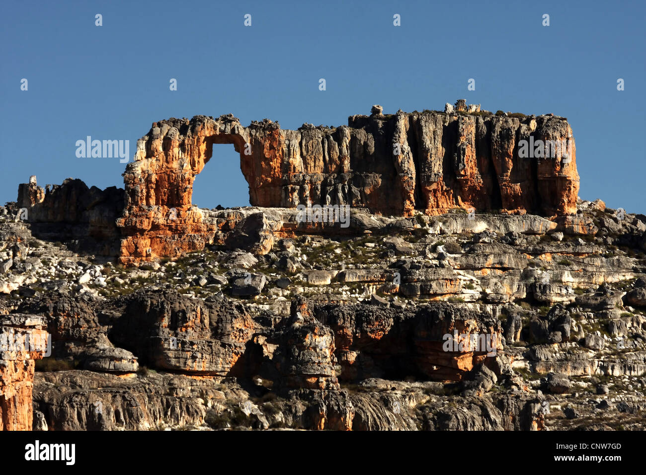 Felsformation in der Cederbergs am Wolfsberg Arch Wanderung, Südafrika, Western Cape, Cederberg Wilderness Area Stockfoto