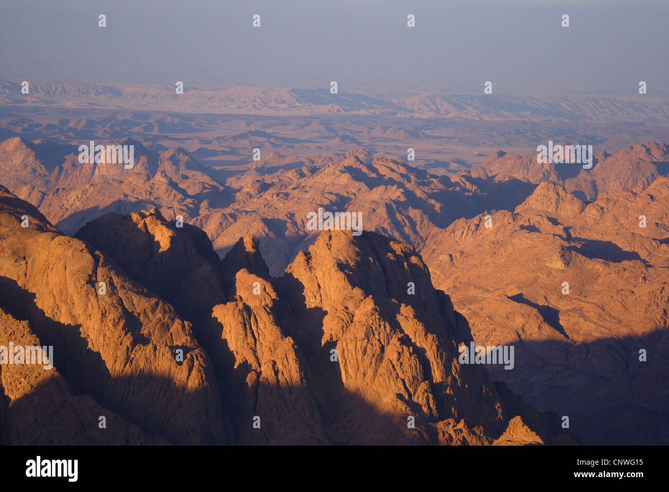 Blick vom Berg Sinai, Ägypten, Sinai Stockfoto