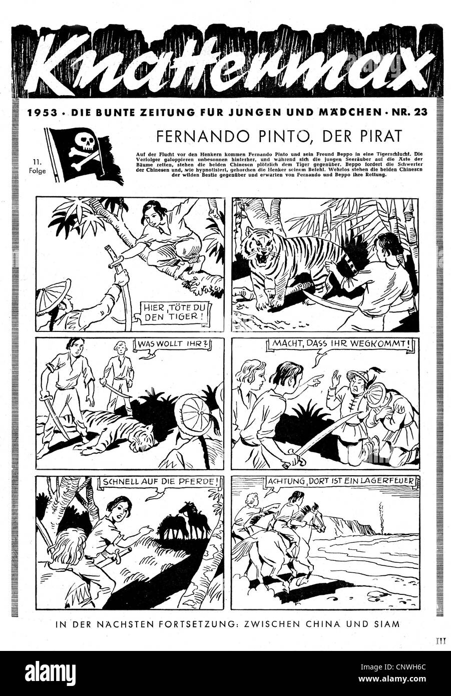 Presse / Medien, Deutschland, Jugendzeitschrift, Knattermax, Verlag Jahreszeiten, Hamburg, 1953, Additional-Rights-Clearences-not available Stockfoto