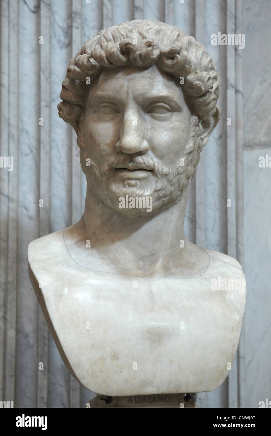 Kaiser Hadrian. Römische Büste in Sala Rotonda im Museo Pio-Clementino, den Vatikanischen Museen, Rom, Italien. Stockfoto
